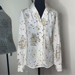 Vintage 70s Amanda Bohemian Floral Long Sleeve Shirt Size S